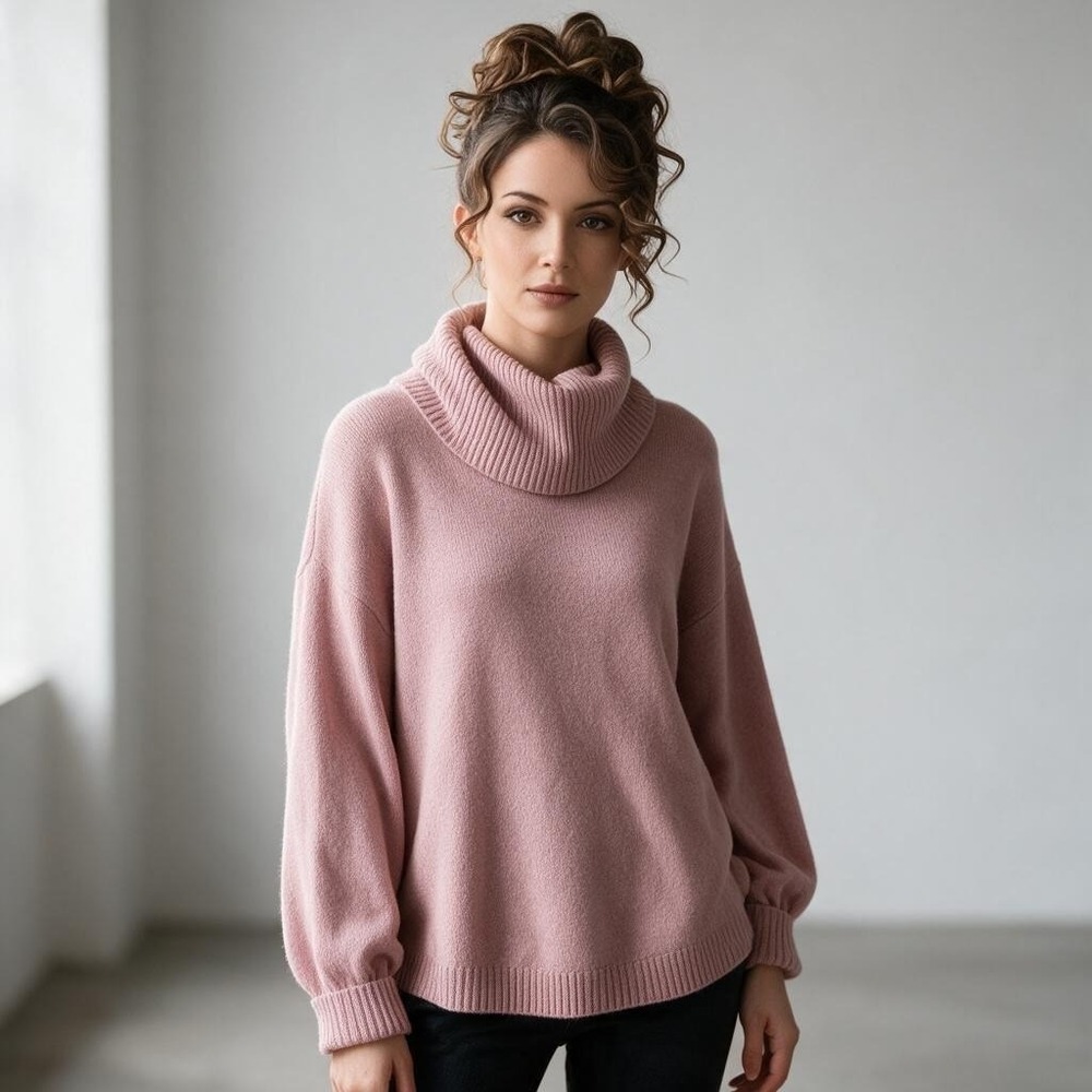 Philosophy Woman Mauve Pink Cowl Neck Knit Sweater Plus Size 1X Relaxed Fit